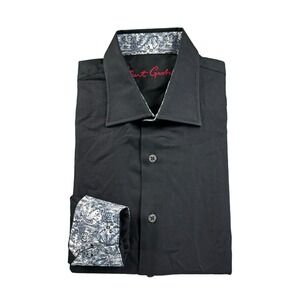 Robert Graham Black White Constrast Flip Collar Boys Size XL 18-20 Excellent